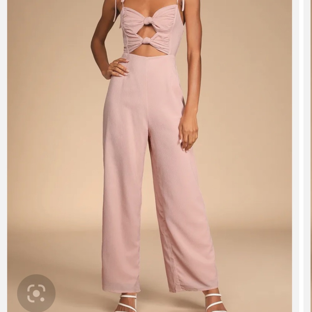 NWT Lulus Light Pink Knotted Wide Leg Jumpsuit